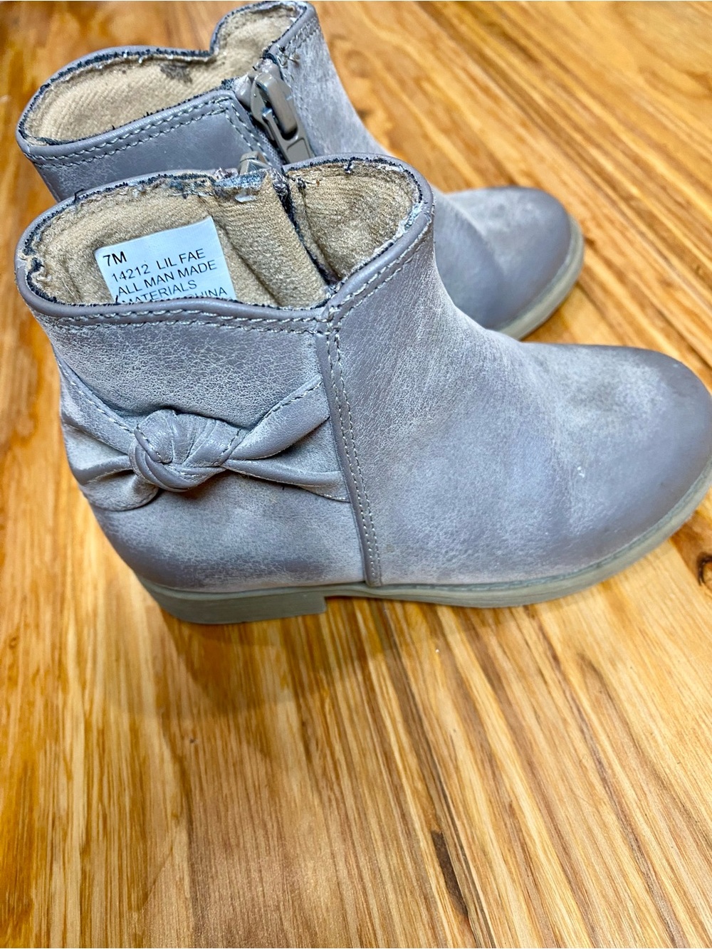 Rachel Shoes Gray Girls' Ankle Boots with Side Knot Detail
